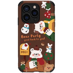 咖啡时间适用苹果17Pro手机壳仿皮iPhone16Promax保护套13网红plus软全包14防摔12pm女创意ip15新款可爱时尚