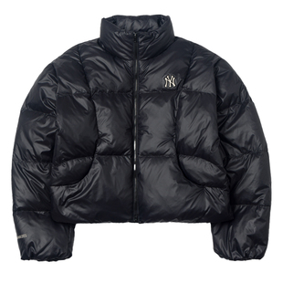 25新款MLB女款羽绒服NY刺绣纯色短款立领运动棉羽外套3FDJB2056