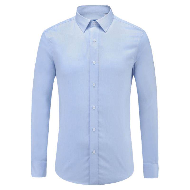 SmartFive 商务正装衬衫男蓝色纯棉dp免烫衬衫柔软成衣免烫衬衣秋