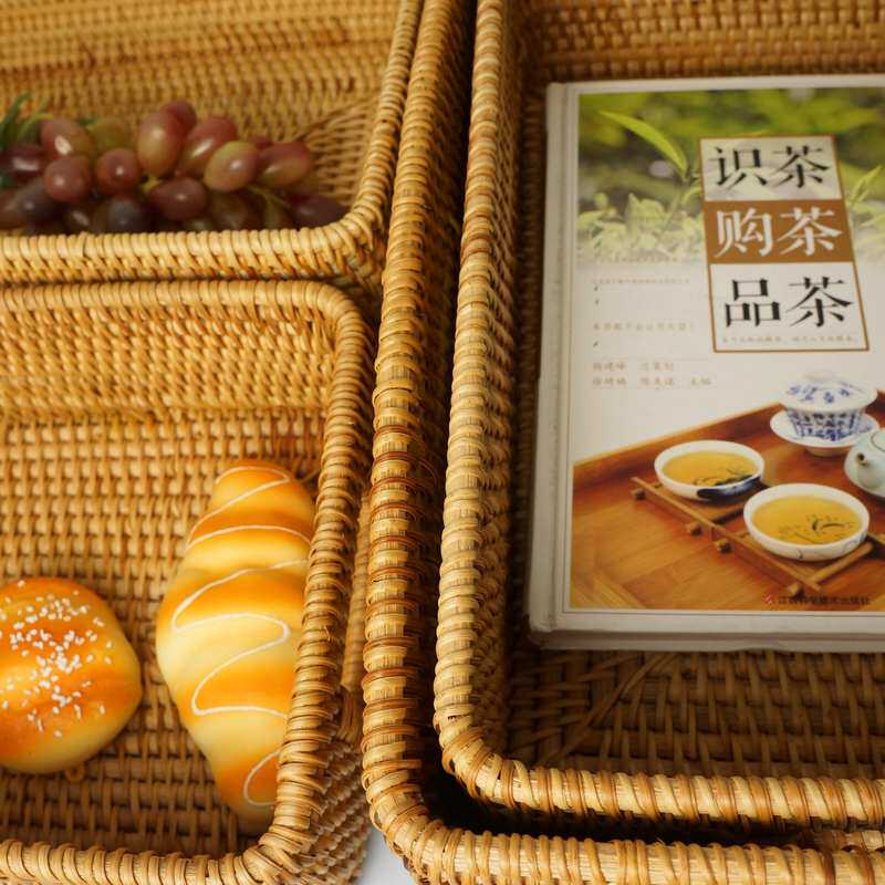 越南藤编手工织收纳筐卧室杂物客厅衣物桌面收纳框框方形收纳