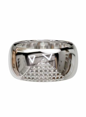 18K金圆石微镶三角宽版戒定制