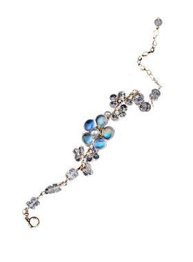 天然月光石花枝造型手链女