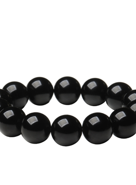 天然纯黑乌金黑曜石手串刻字定制男女士情侣款手链转运珠饰品礼物