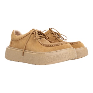 MATELAVES 复古磨砂德比鞋男真皮厚底高级感轻质舒适增高休闲皮鞋