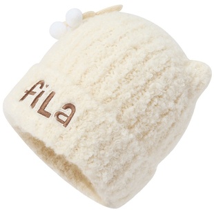 FILA KIDS斐乐儿童帽子2025年冬季新款女小童户外保暖针织雪绒帽