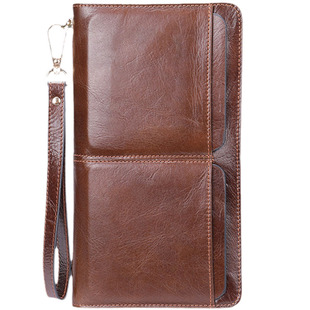 复古真皮钱包男士长款钱夹大容量手机包卡包多卡位头层牛皮手拿包