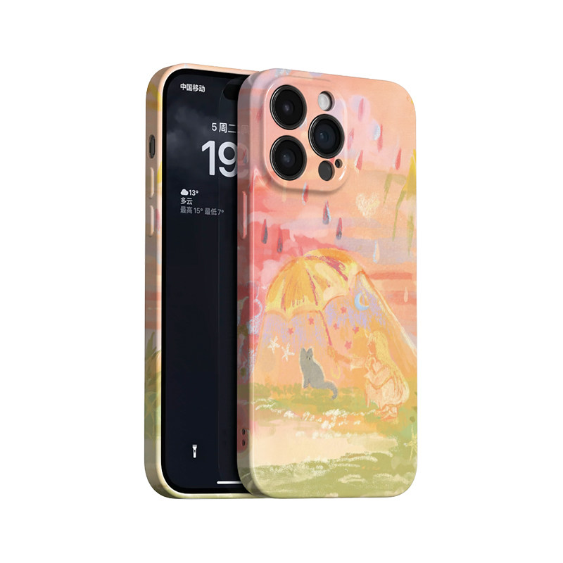 遮雨~少女与猫ins适用苹果17promax手机壳iphone16华为nova14小米15opporeno13春天vivox200一加ace5软findx8