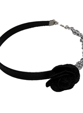 rc原创设计黑玫瑰皮革链条