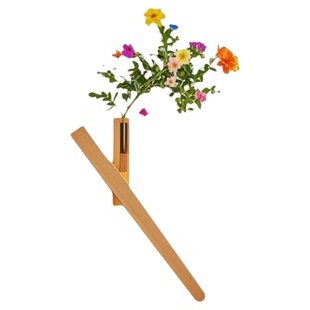 实木装饰花器创意壁灯无线充电床头插花氛围灯卧室客厅植物壁挂灯