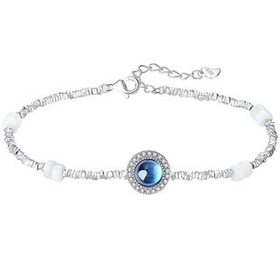 ParasKors派热银饰 蓝眼泪手链海蓝宝碎银S925银小众设计送女朋友