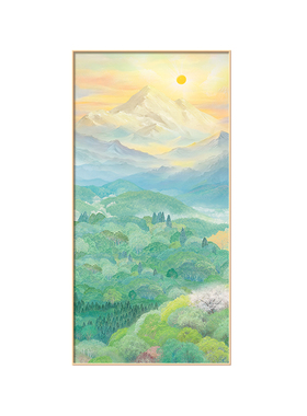 《日照金山》手绘油画野地美树子