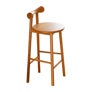 北欧日式实木吧台椅餐椅家用中岛台靠背酒吧收银前台蝴蝶高脚凳子