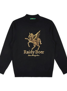 【抗起球羊毛】Raidy Boer/雷迪波尔男烫金烫钻飞马羊毛毛衣5076
