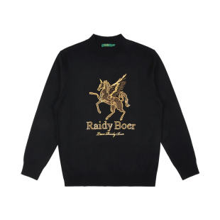 【抗起球羊毛】Raidy Boer/雷迪波尔男烫金烫钻飞马羊毛毛衣5076