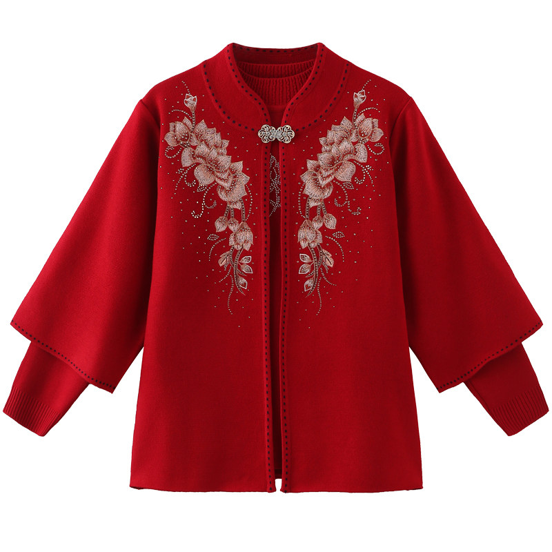 中年妈妈绣花喜庆礼服唐装