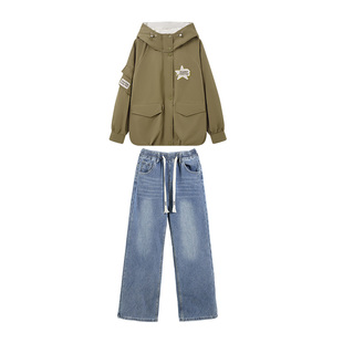 高中生外套加厚套装搭配加绒初中生新款秋冬季2025大童女孩青少年