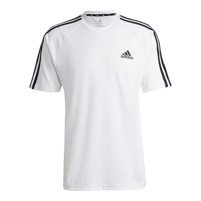Adidas/阿迪达斯正品夏季男士透气条纹经典圆领运动休闲T恤KU3920