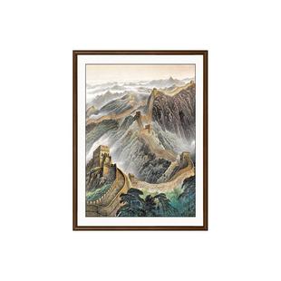 竖版聚宝盆山水风景画办公室挂画客厅玄关装饰画茶室背景靠山国画