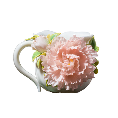 东方泥土非遗手工陶瓷牡丹花杯