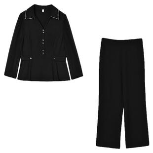 上衣+休闲长裤两件套装女装 Outlets专柜撤柜正品 HH春装2025新款