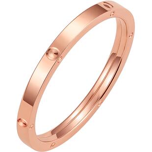 周六福黄18k金戒指环环相扣女多彩au750彩金玫瑰金送女生新年礼物