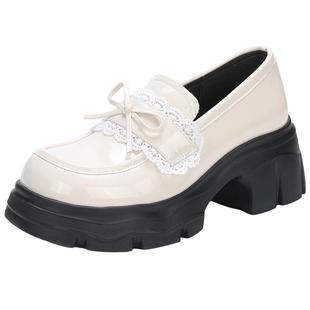 saturdaymode英伦风乐福鞋女2026春季新款厚底增高学院黑色小皮鞋