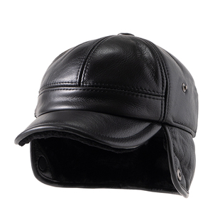 上海故事2025秋冬鸭舌帽保暖牛皮男护耳加绒中老年人真皮帽子礼盒