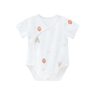 娃丽比新生儿婴儿包屁衣夏季薄款宝宝短袖纯棉三角连体衣爬服可爱