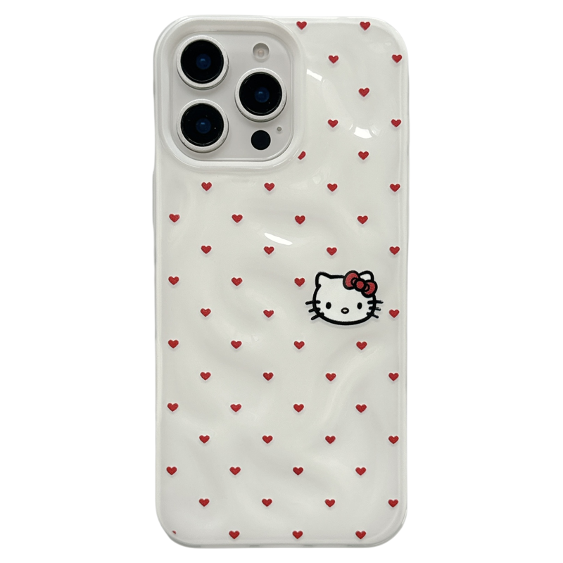 ins小众可爱褶皱爱心哈喽KT猫适用苹果15手机壳iphone16ProMax新款15promax女款13日韩16pro超火14全包保护套