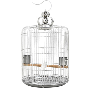 不锈钢八哥鸟笼鹩哥画眉洗澡笼玄凤虎皮牡丹专用笼子鹦鹉笼圆笼