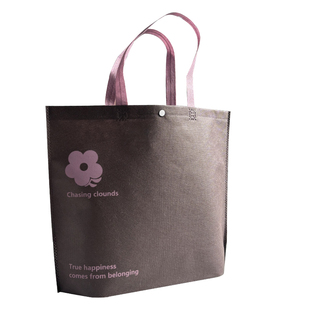 暗扣无纺布手提袋定制服装店衣服袋子咖啡色包装袋环保袋定做logo