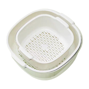 双层沥水篮厨房洗菜盆用品客厅用水果果盘篮子淘菜盆茶几家用收纳