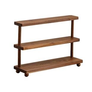 黑胡桃木置物架简约中式实木茶杯架梳妆台化妆品收纳架桌面收纳架