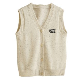 洪叶云台100%儿童羊绒衫宝宝双股毛衣背心圆领纯绒点子纱开衫马甲