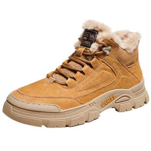 骆驼男鞋新款冬季加绒加厚保暖雪地靴防滑东北棉鞋休闲工装靴男款
