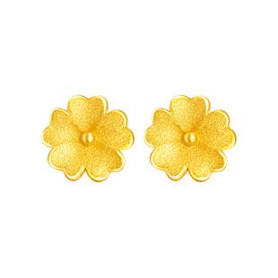 周大生黄金朱槿花耳钉耳坠足金耳钉女友老婆妈妈闺蜜节日生日礼物