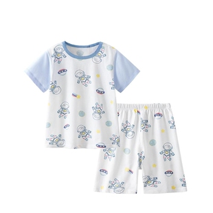 贝肽斯儿童睡衣男童短袖夏季纯棉2026新款女童冰丝宝宝家居服套装