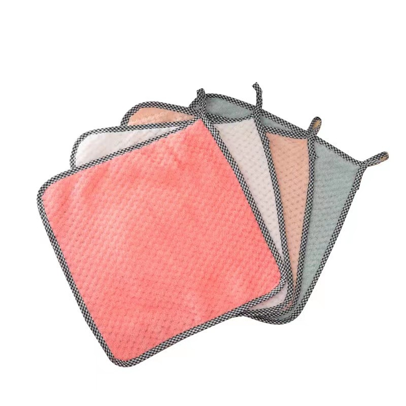 抹布厨房专用可挂式包边吸水不掉毛擦桌子擦碗洗碗家务清洁百洁布