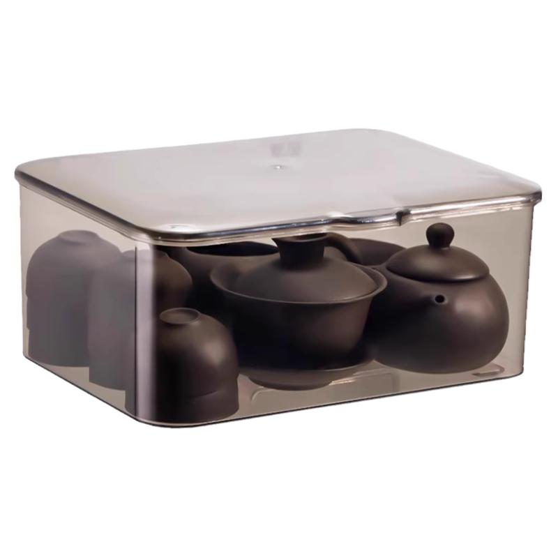 茶具收纳盒带盖防尘透明茶几桌面茶叶茶杯整理存放功夫茶壶置物架