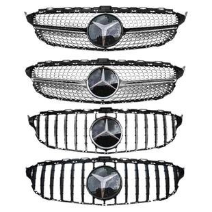 适用于奔驰C级C200 C260L改装满天星中网水晶大标GT竖条中网格栅