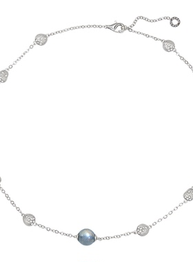 HERBE合璧 白沙砂砾灰月光石项链手工钉砂颈链锁骨链时尚百搭女款