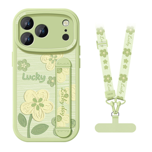 油画小花适用苹果17promax手机壳iphone16pro套17外腕带支架17promax挂绳款女16硅胶12全包15的13爆14软pro众