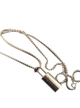 韩国东大门925纯银盒子锁头吊坠