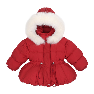 陈大猪小O宝 宝宝新年羽绒服女牛角扣洋气2024新款婴儿拜年服外套