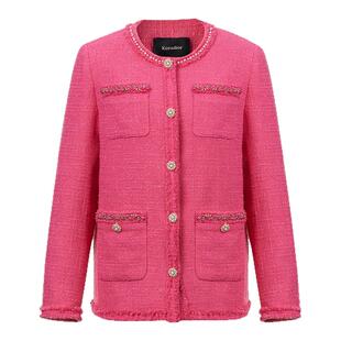 Koradior珂莱蒂尔商场同款冬精致香风轻薄粗花呢鹅绒羽绒服