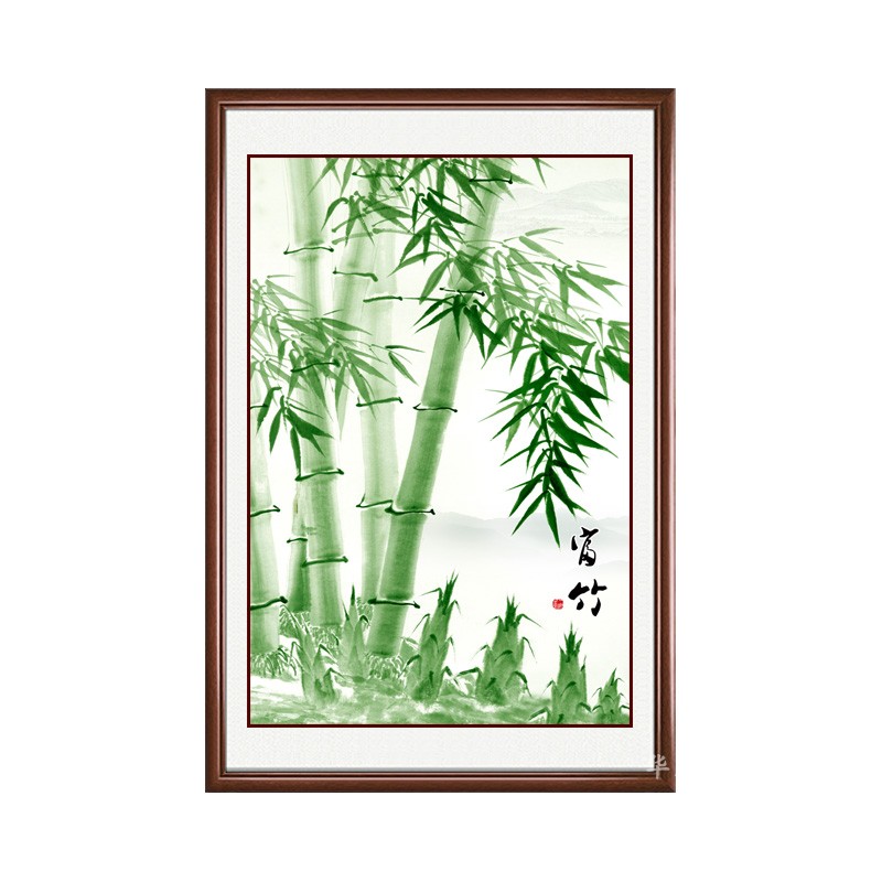 客厅玄关新中式招财镇宅竹子挂画