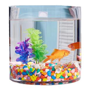 金鱼缸 玻璃 水族箱小型创意生态圆形 圆柱大号乌龟缸 造景培装饰