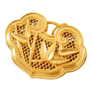 古法沙金毛衣链吊坠如意福字猫猫坠子竹子如意吊饰diy项链配件