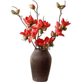 新中式木棉花仿真花客厅电视柜玄关假花摆件插花装饰花艺套装摆设