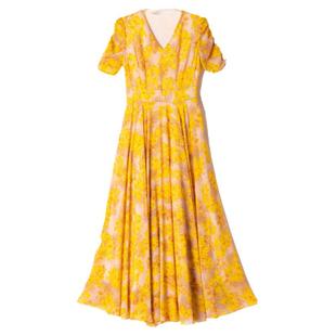 黄色印花连衣裙女长款雪纺大摆裙2025夏季新款海边渡假到脚裸长裙